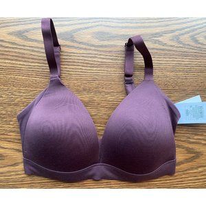 Auden Lightly Lined Wire free   Bra   Size 32DD Burgundy Adjustable Straps W320